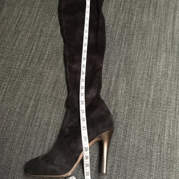 Charcoal suede stretch thigh-highs by Ron White, s39 - Picture 3 of 14